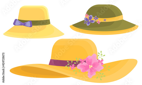 set of hats isolated on white