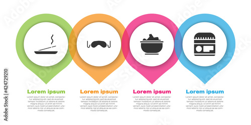 Set Scented spa stick, Eye sleep mask, Sea salt in a bowl and Cream or lotion cosmetic tube. Business infographic template. Vector