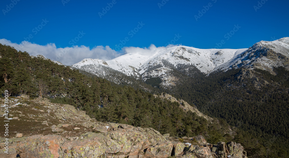 Fototapeta premium Snowy mountains and world ball