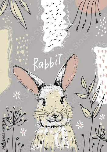 Stunning card with cute Rabbit