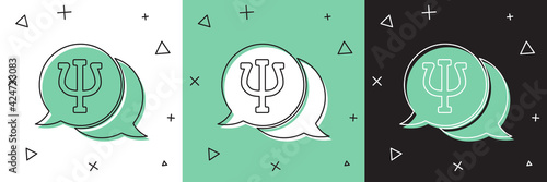 Set Psychology icon isolated on white and green, black background. Psi symbol. Mental health concept, psychoanalysis analysis and psychotherapy. Vector