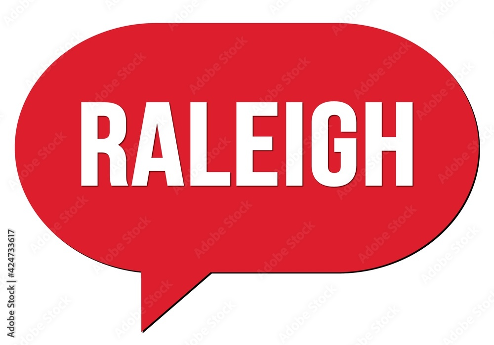 RALEIGH text written in a red speech bubble
