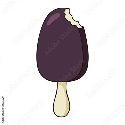 Hand drawn brown popsicle icon. Isolated vector icecream icon. Vector colorful cartoon illustration. Flat style