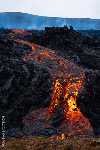 lava flow in island