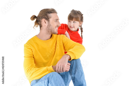 Portrait of happy father an...