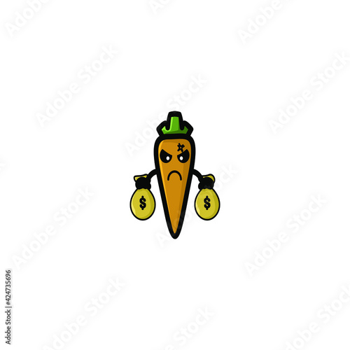 Cute Carrot Cartoon Character Vector Illustration Design. Outline, Cute, Funny Style. Recomended For Children Book, Cover Book, And Other.