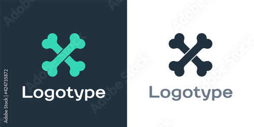 Logotype Crossed human bones icon isolated on white background. Logo design template element. Vector