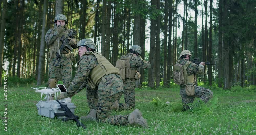 Soldiers Prepare for Deployment of drone and preparing for military action Soldiers Prepare for Deployment of drone and preparing for military action