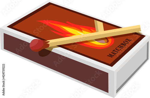 Cartoon isolated vector object matches and fire