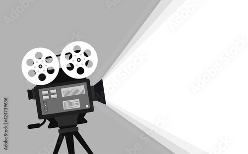 Movie time flat concept background. Cinema banner design