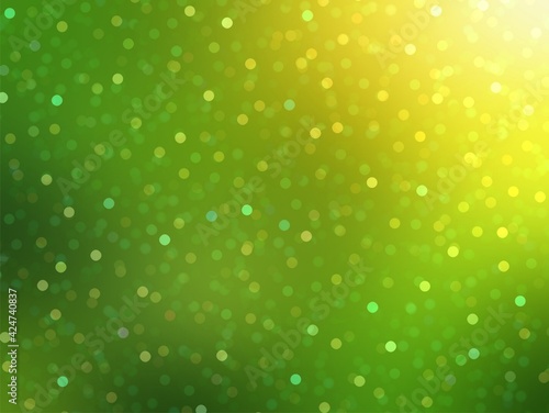 Summer glow and sparkling bokeh fly on green background. Holidays nature abstract illustration.