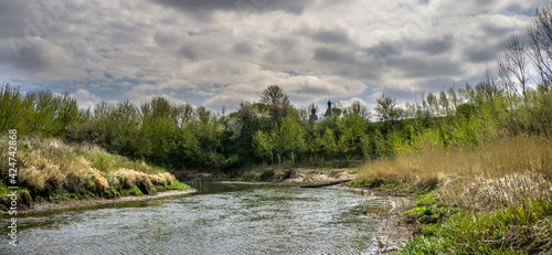 Landscape with a river and a meadow.