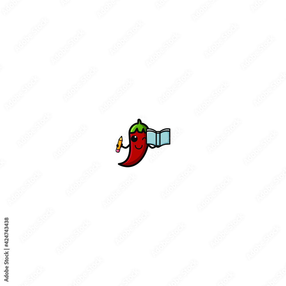 Cute Chili Cartoon Character Vector Illustration Design. Outline, Cute, Funny Style. Recomended For Children Book, Cover Book, And Other. Cute Chili Cartoon Character Vector Illustration Design. Outline, Cute, Funny Style. Recomended For Children Book, Cover Book, And Other.