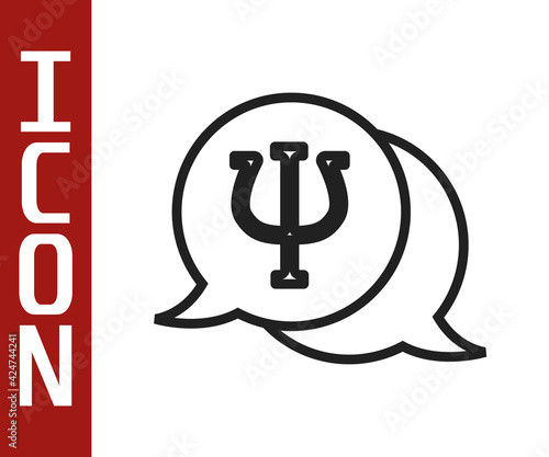 Black line Psychology icon isolated on white background. Psi symbol. Mental health concept, psychoanalysis analysis and psychotherapy. Vector