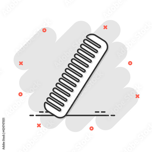 Hair brush icon in comic style. Comb accessory vector cartoon illustration pictogram. Hairbrush business concept splash effect.