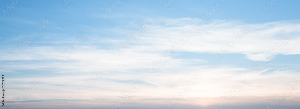 Panorama of Sunset or sunrise with clouds