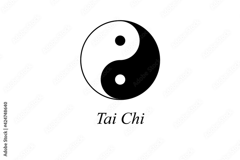 Tai Chi sign, Taoism religion symbol with English text background, abstract Yin Yang religion harmony concept Tai Chi sign, Taoism religion symbol with English text background, abstract Yin Yang religion harmony concept