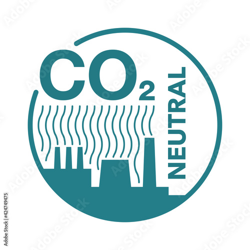 CO2 neutral flat sticker with factory silhouette