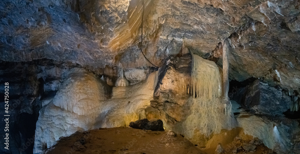 Obraz premium Mitchelstown Cave County Cork Ireland interior column stalagmite stalactite 