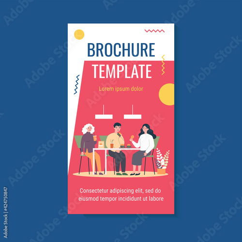 People eating fast food. Restaurant customers eating burgers at table flat vector illustration. Junk food, unhealthy habit, catering concept for banner, website design or landing web page