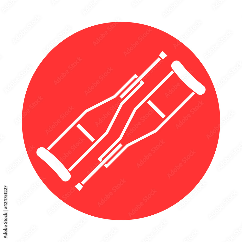 Crutches icon logo. Flat illustration of crutches icon