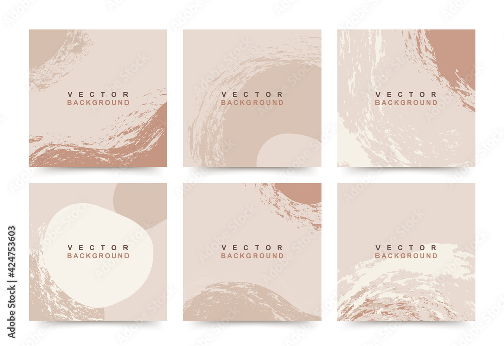 Set of abstract  minimal trendy square template  with space for text.  Contemporary vector Illustration for greeting cards, posters, invitation,banners, social media stories wallpapers and post