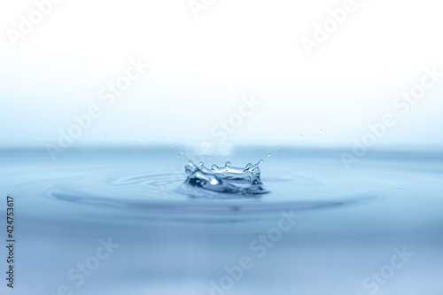 water drop splash in a glass blue colored