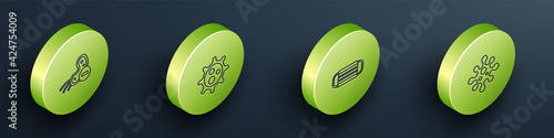 Set Isometric Negative virus, Virus, Medical protective mask and icon. Vector