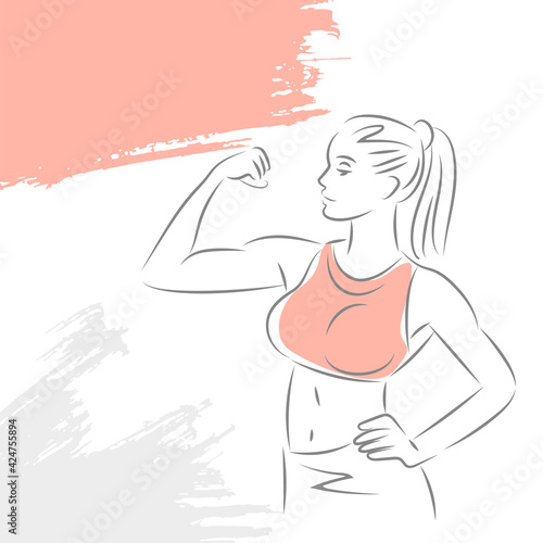 Fitness woman doing.. Outlines of a girl silhouette. Hand-drawn vector outline illustration. Isolated on white.