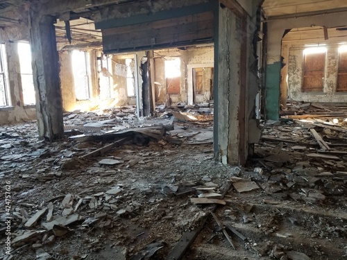 Inside of an abandoned building that had been left to rot and now has been torn down and destroyed. Great for backgrounds or anything else you could think of.