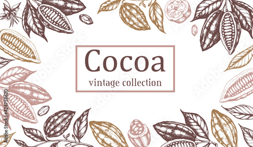 Vintage hand drawn frame with cocoa