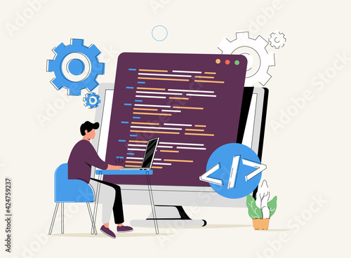 Back end development abstract concept vector illustration. Software development process, computer application, program.
