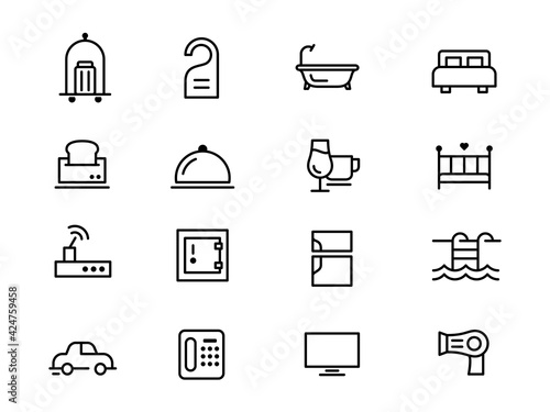hospitality/hotel icon, simple outline illustration