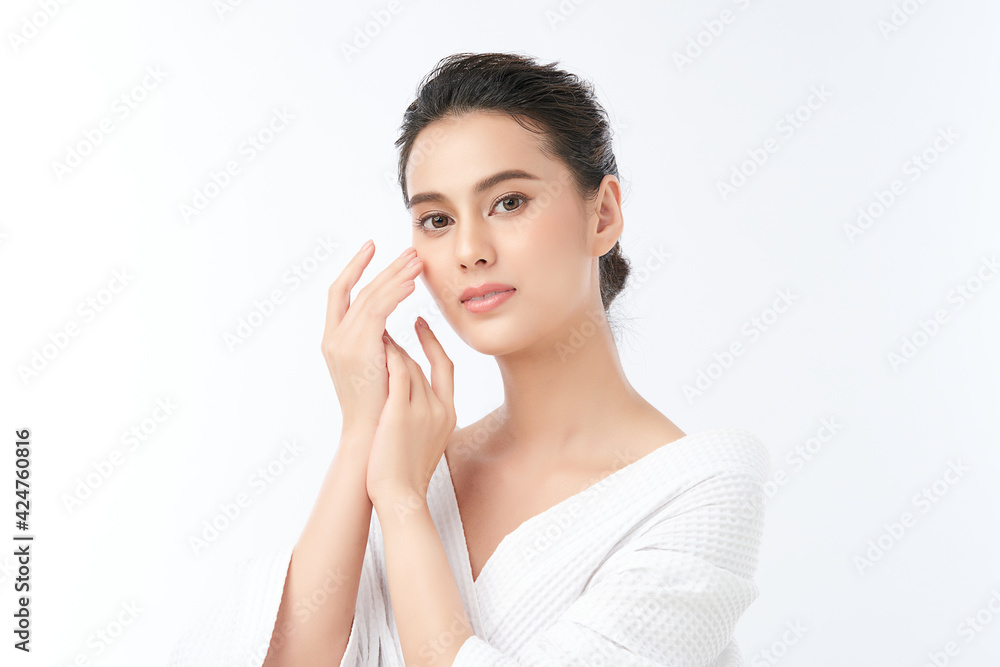 Beautiful young asian woman with clean fresh skin on white background, Face care, Facial treatment, Cosmetology, beauty and spa, Asian women portrait Beautiful young asian woman with clean fresh skin on white background, Face care, Facial treatment, Cosmetology, beauty and spa, Asian women portrait