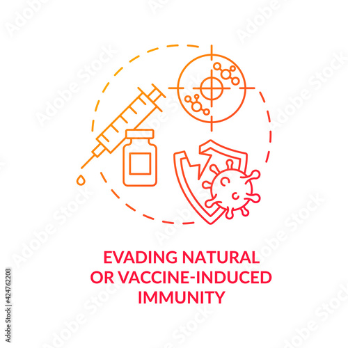 Evading natural or vaccine induced immunity concept icon. Fighting world pandemic problem. Covid virus treatment plan idea thin line illustration. Vector isolated outline RGB color drawing