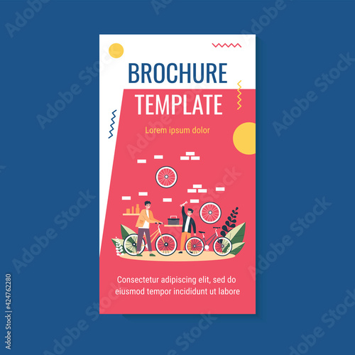 Young father and son repairing bicycles in garage. Wheel, bike, family flat vector illustration. Service and transport concept for banner, website design or landing web page