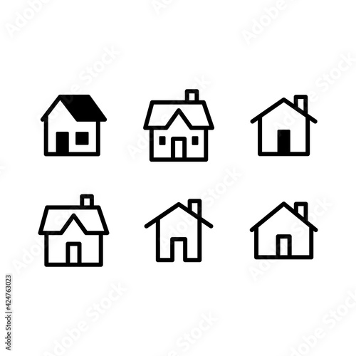 House vector icon set. Home simple linear symbols. © Matias