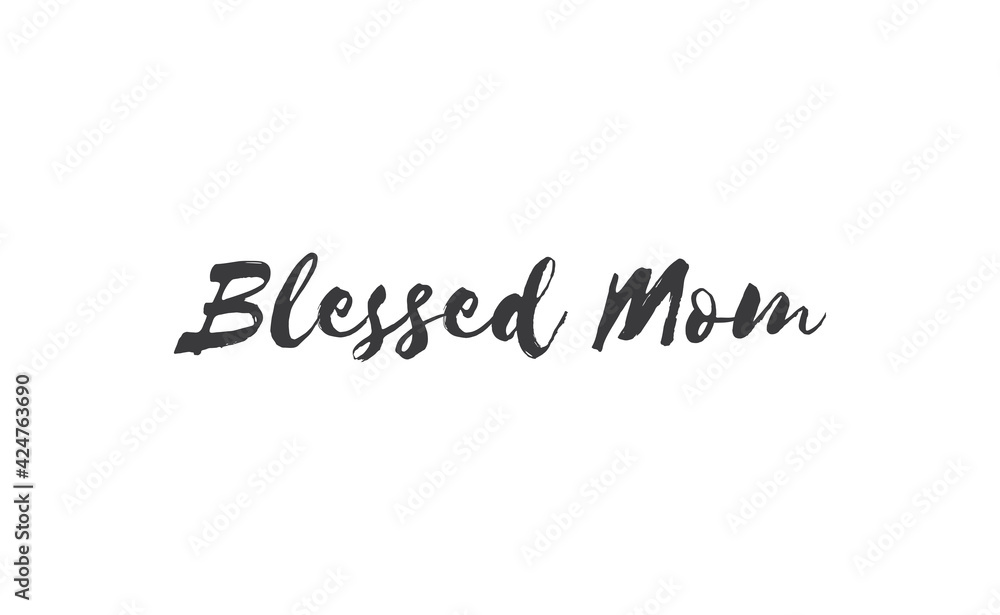 Blessed mom calligraphy text vector design.