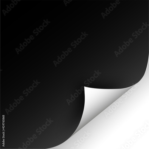 Curly Page Corner realistic illustration with transparent shadow.