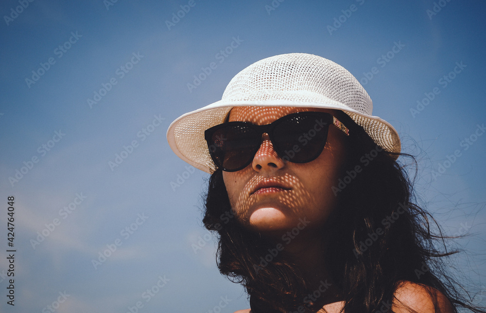 Beach vacation woman in sun smiling happy on summer holidays on tropical beach. Beach vacation woman in sun smiling happy on summer holidays on tropical beach.
