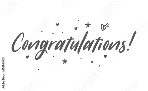 Congratulations hand written lettering calligraphic text. Congrats greeting message.