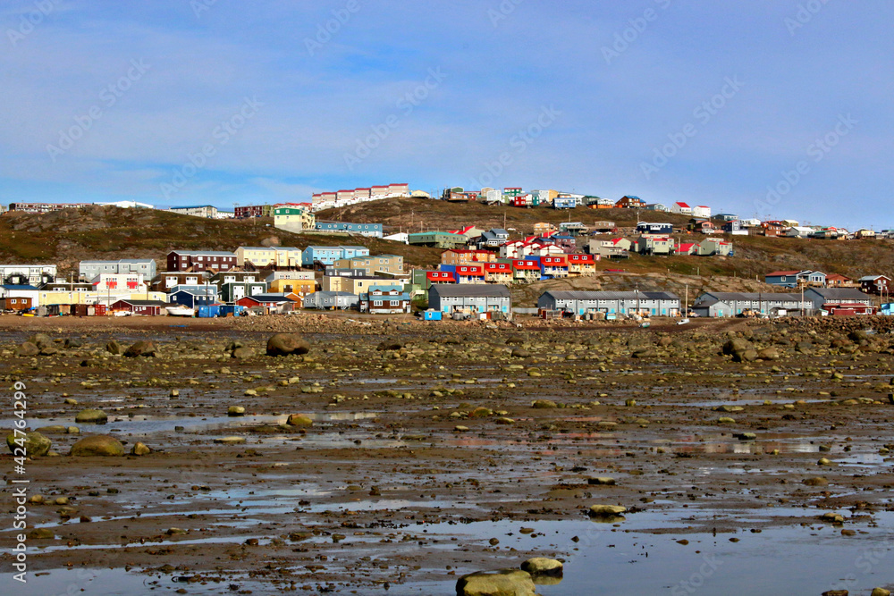 Iqaluit skyline at low tide in Nunavut, Canada