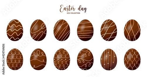 Easter Day isolated chocolate egg collection
