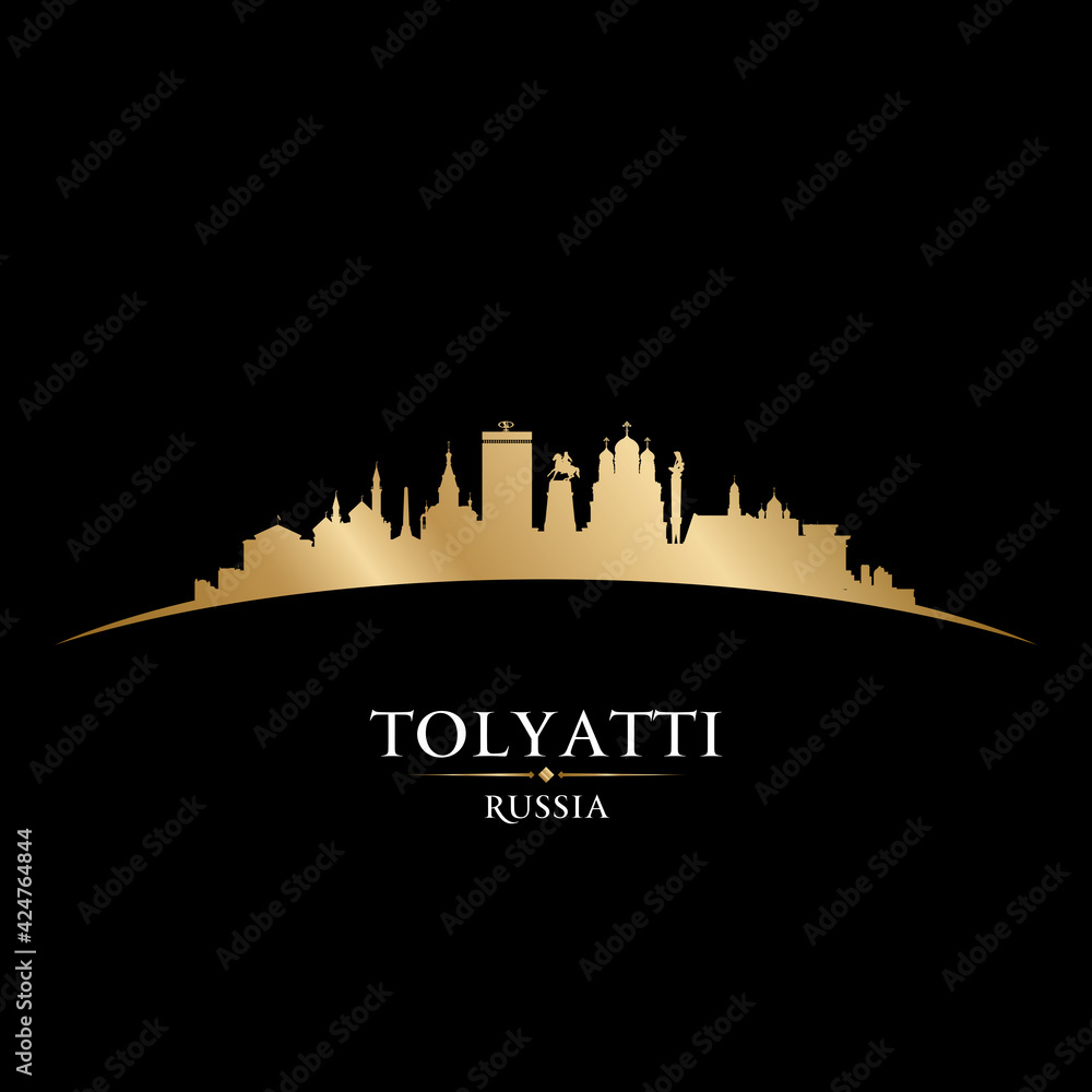 Tolyatti Russia city silhouette black background