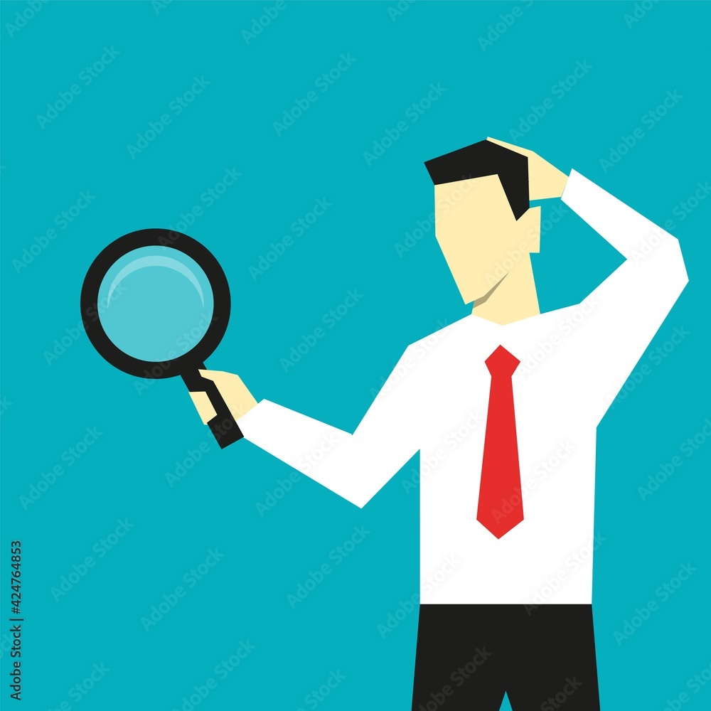 Businessman search for business solutions vector illustration Businessman search for business solutions vector illustration