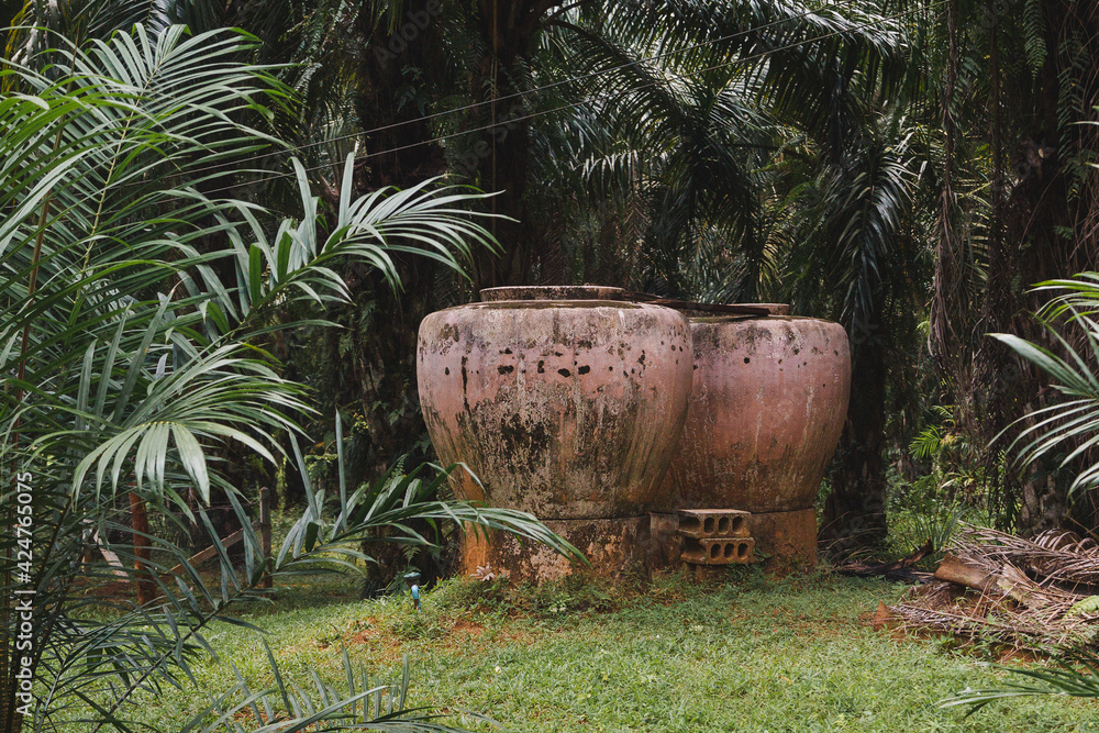 Huge earthenware jugs are reservoirs for storing and cooling water in Asian countries. Natural refrigerator. Huge earthenware jugs are reservoirs for storing and cooling water in Asian countries. Natural refrigerator.