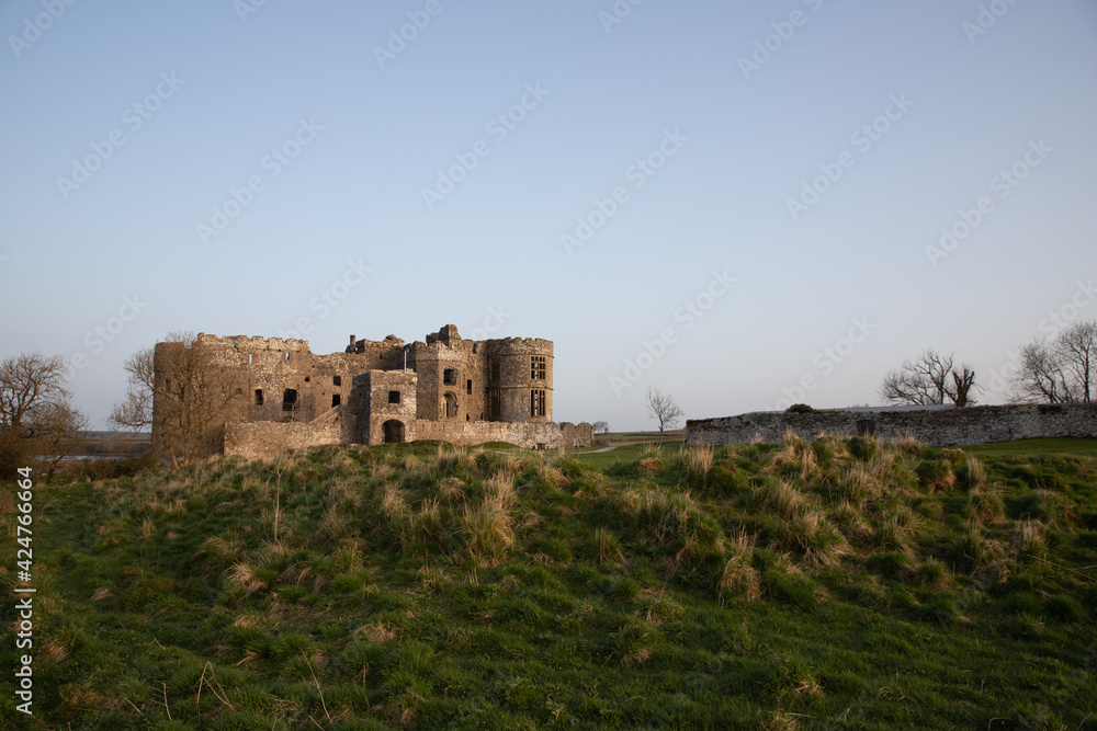 View of Carew castle in Pembrokeshire, Wales, UK