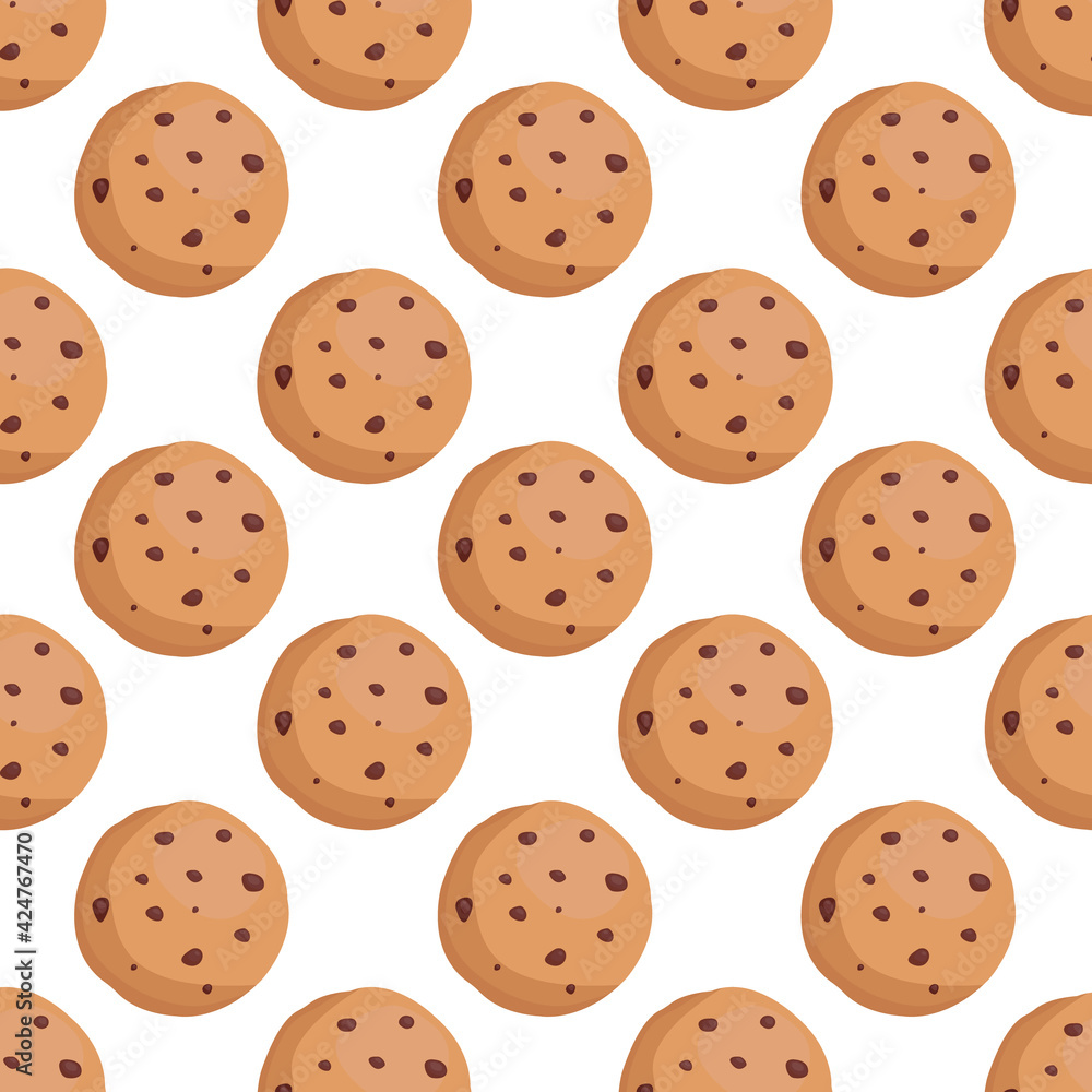 Cookies seamless pattern on white background. Cake background texture.It be perfect for fabric, wrapping, packaging, digital paper and more Cookies seamless pattern on white background. Cake background texture.It be perfect for fabric, wrapping, packaging, digital paper and more