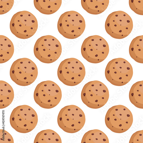 Cookies seamless pattern on white background. Cake background texture.It be perfect for fabric, wrapping, packaging, digital paper and more