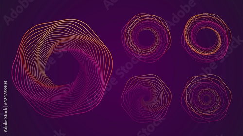 Halftone gradient lines abstract shapes collection